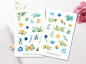 Preview: Blumen Blau Gelb Sticker Set